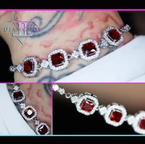 Womens Bracelet | Diamond Bracelet | Womens Red Diamond Bracelet | Red Gemstone Bracelet