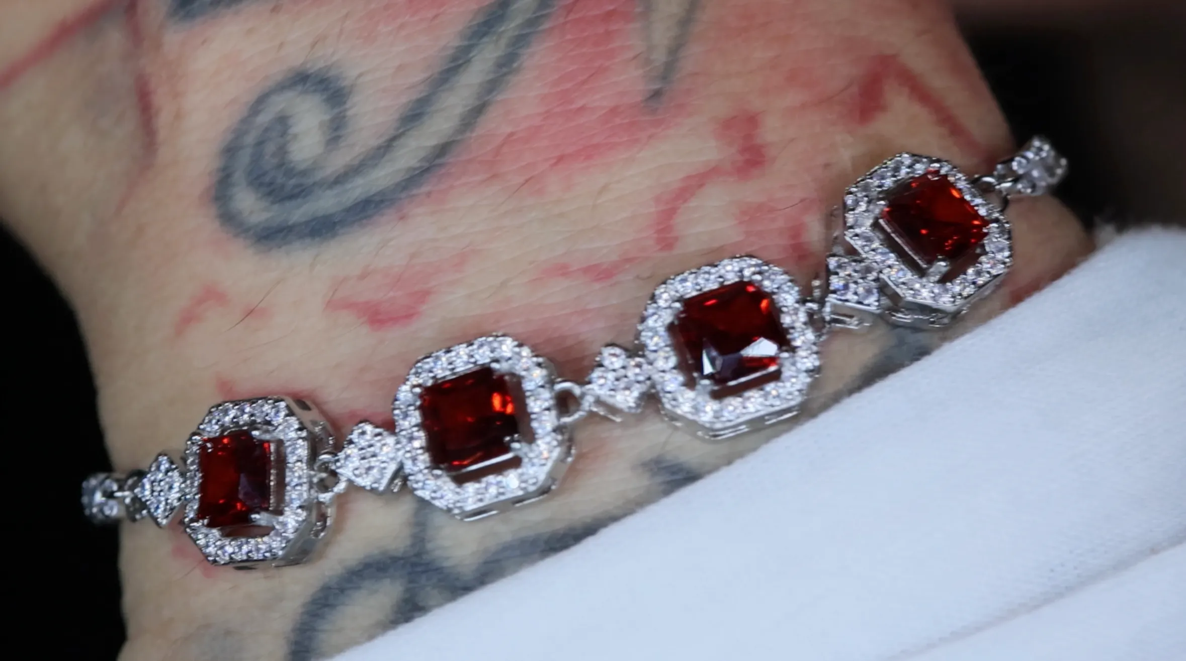 Womens Bracelet | Diamond Bracelet | Womens Red Diamond Bracelet | Red Gemstone Bracelet