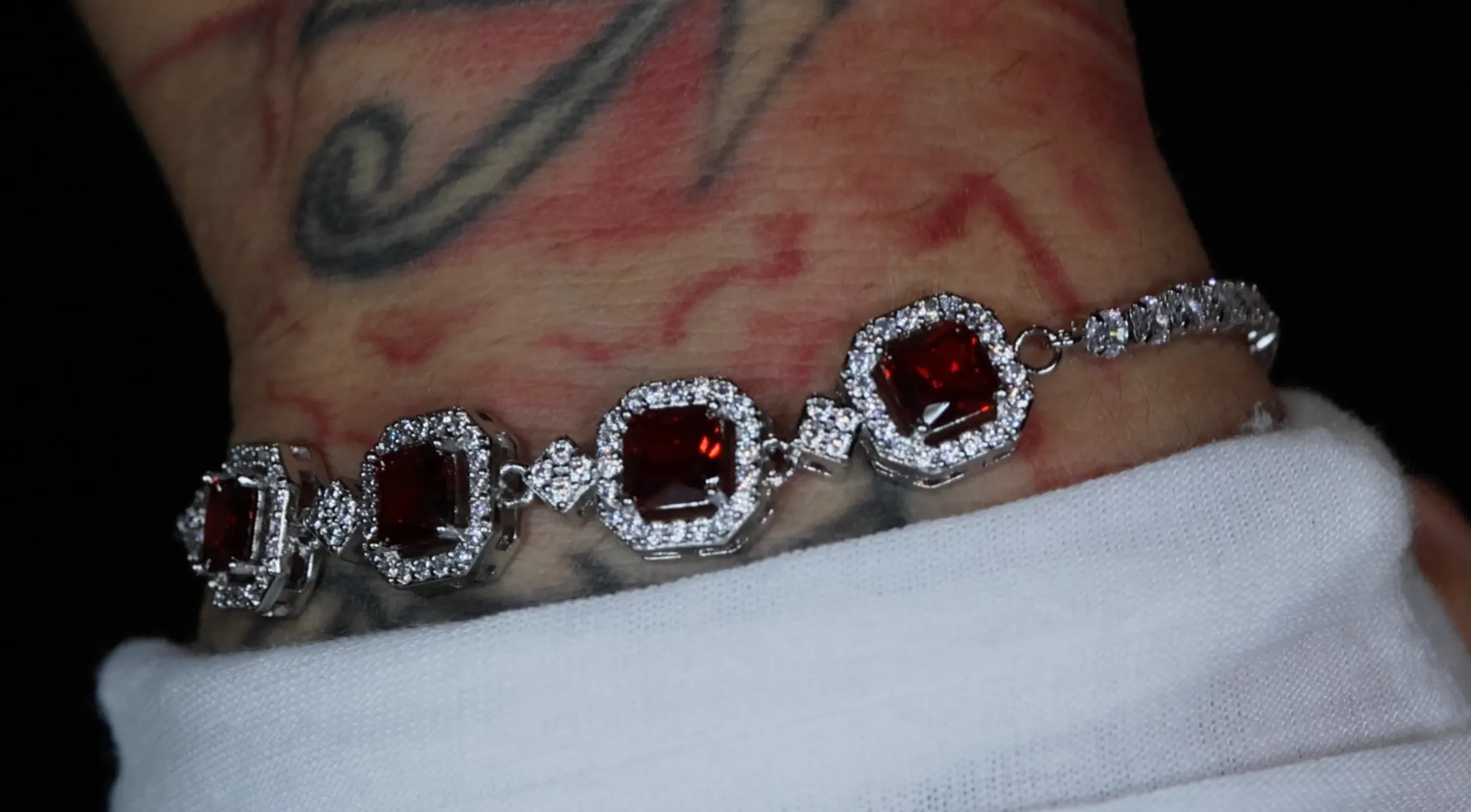 Womens Bracelet | Diamond Bracelet | Womens Red Diamond Bracelet | Red Gemstone Bracelet