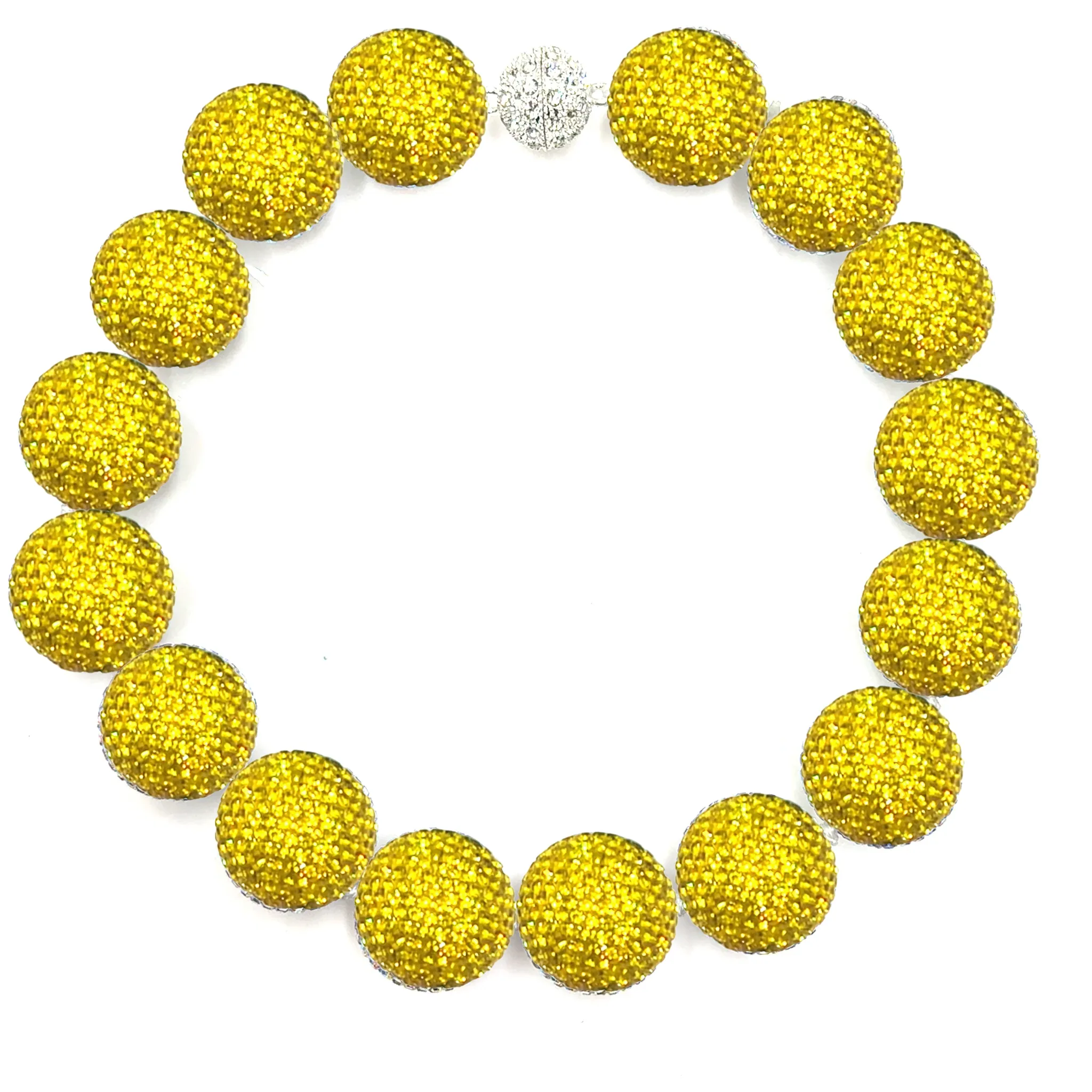 Yellow Crystal Sphere Statement Necklace
