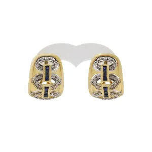 Yellow Gold Sapphire and Diamond Clip Earrings