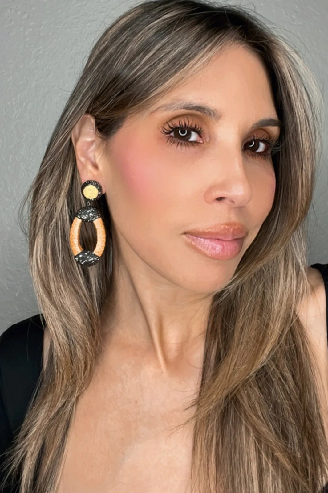 Yellow Shagreen Crystal Oval Earring