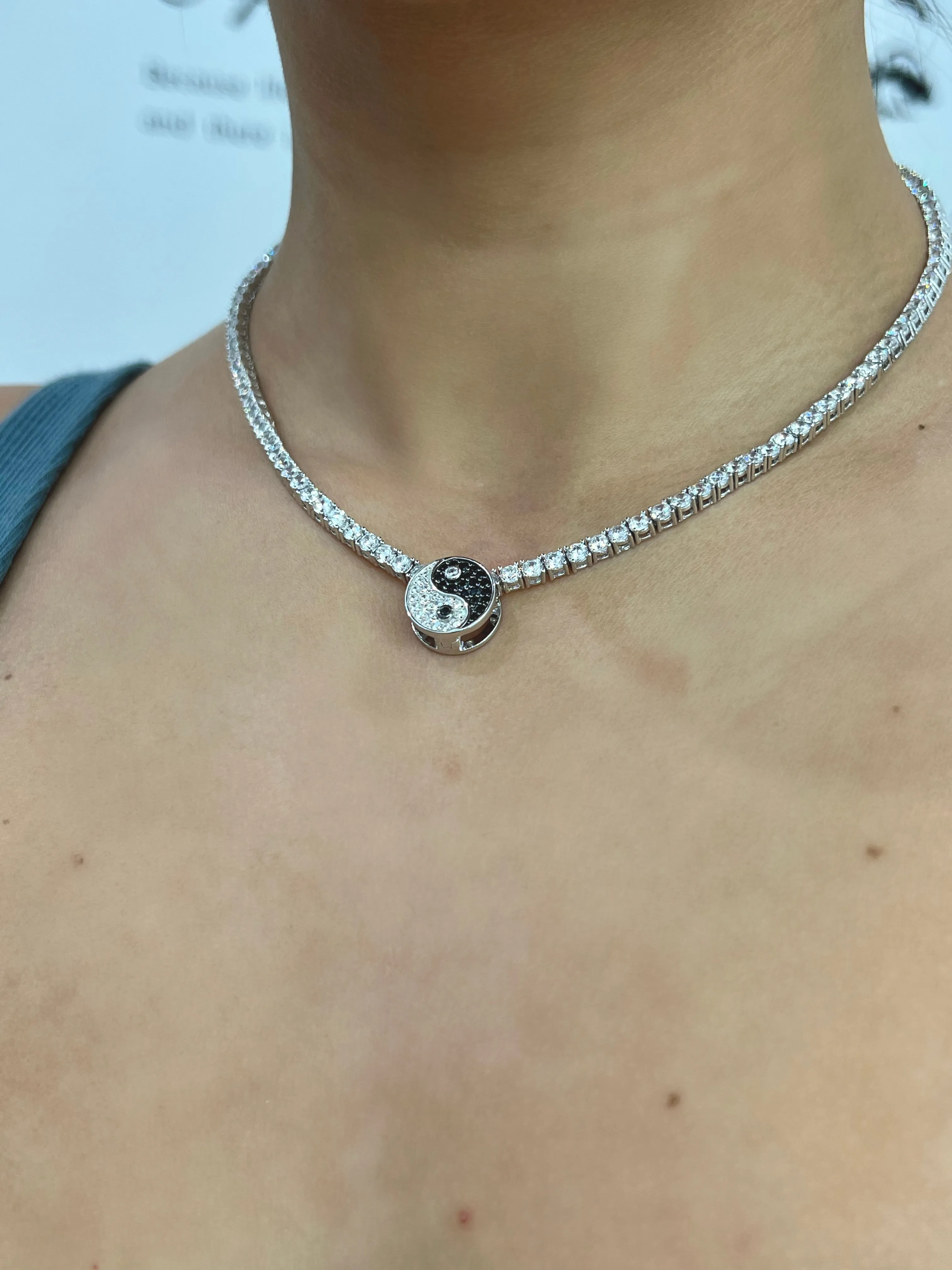 Ying-Yang Tennis Necklace