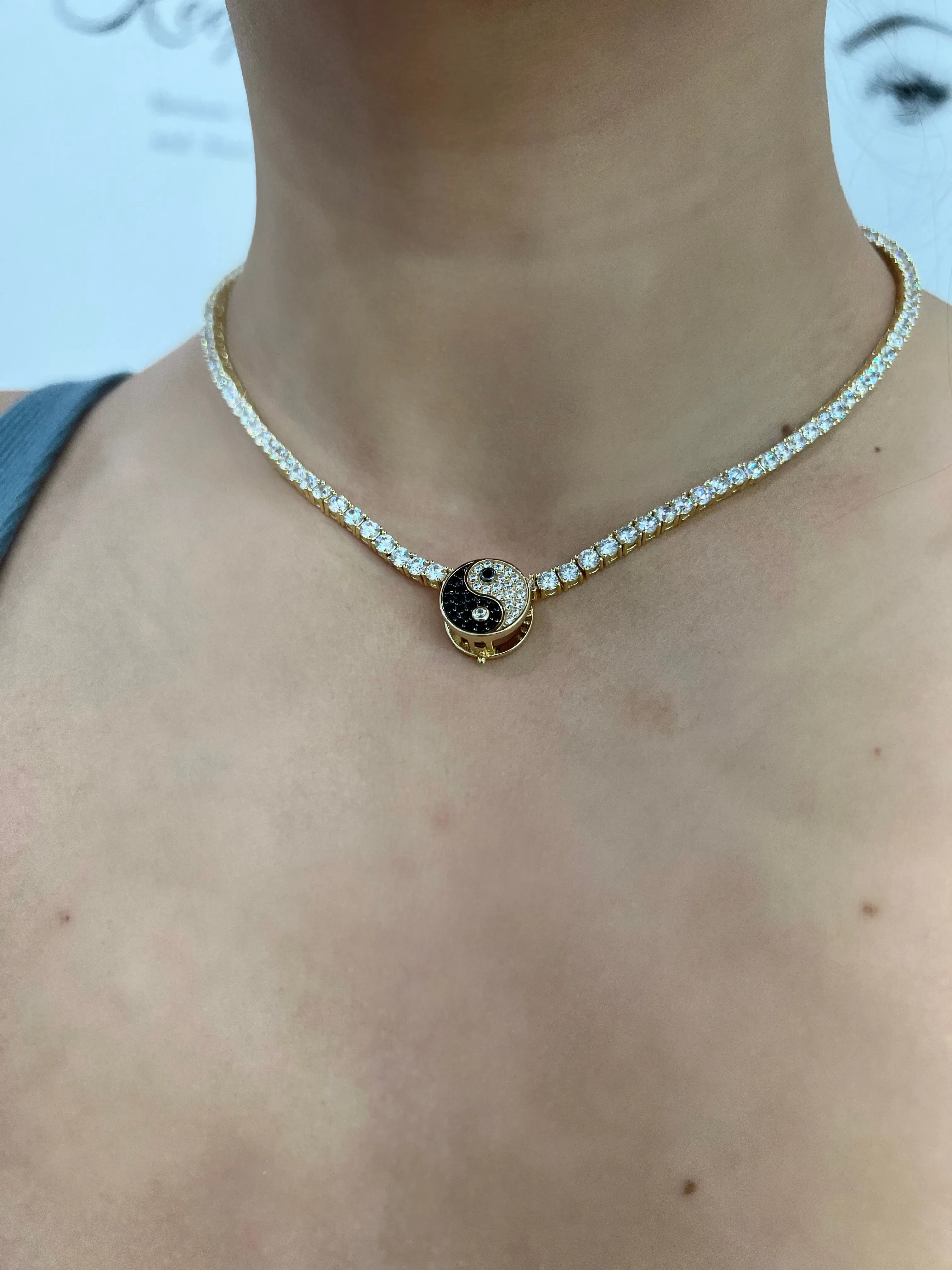 Ying-Yang Tennis Necklace