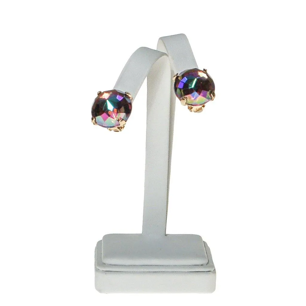 Zentall Iridescent Purple Rhinestone Earrings