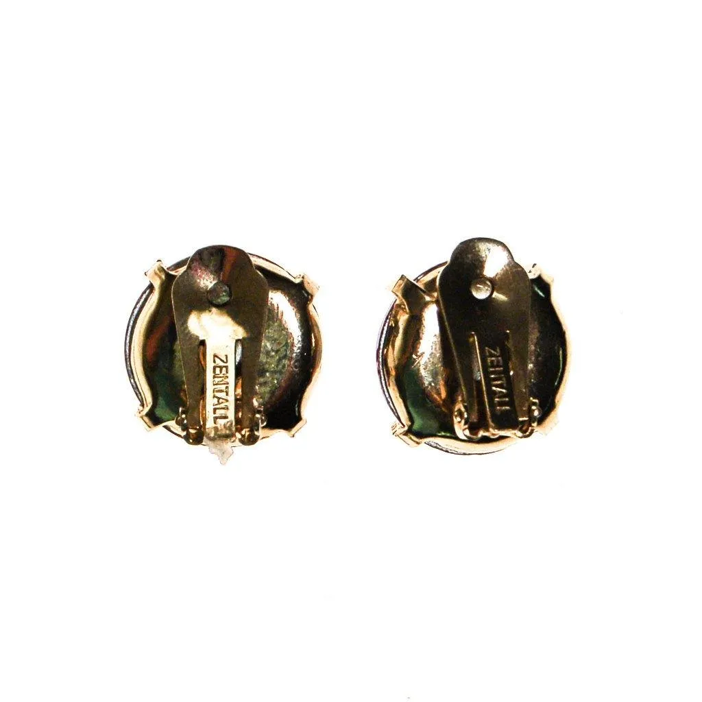 Zentall Iridescent Purple Rhinestone Earrings