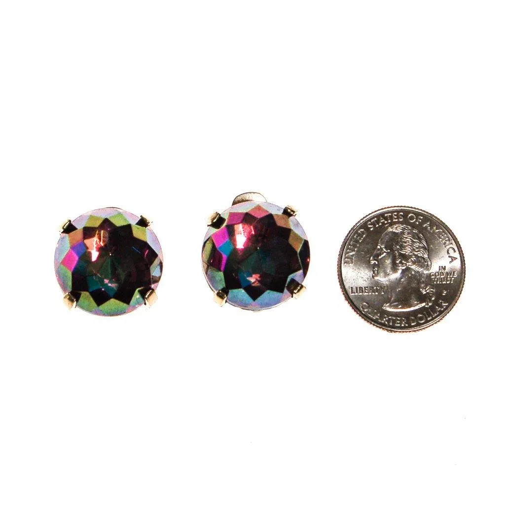 Zentall Iridescent Purple Rhinestone Earrings