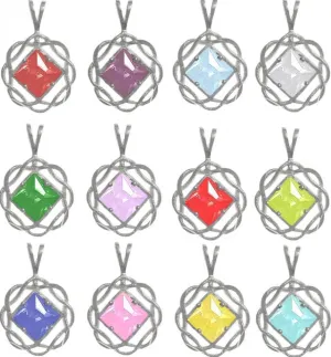 zzzNS07. Nk53. NA Sterling Birthstone Pendant, Basket Weave, 12 colors